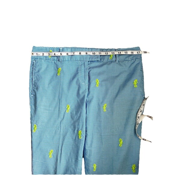 J. Crew Gingham Pants Embroidered Seahorse Women Size 10 Coastal Preppy Nautical - Picture 5 of 9